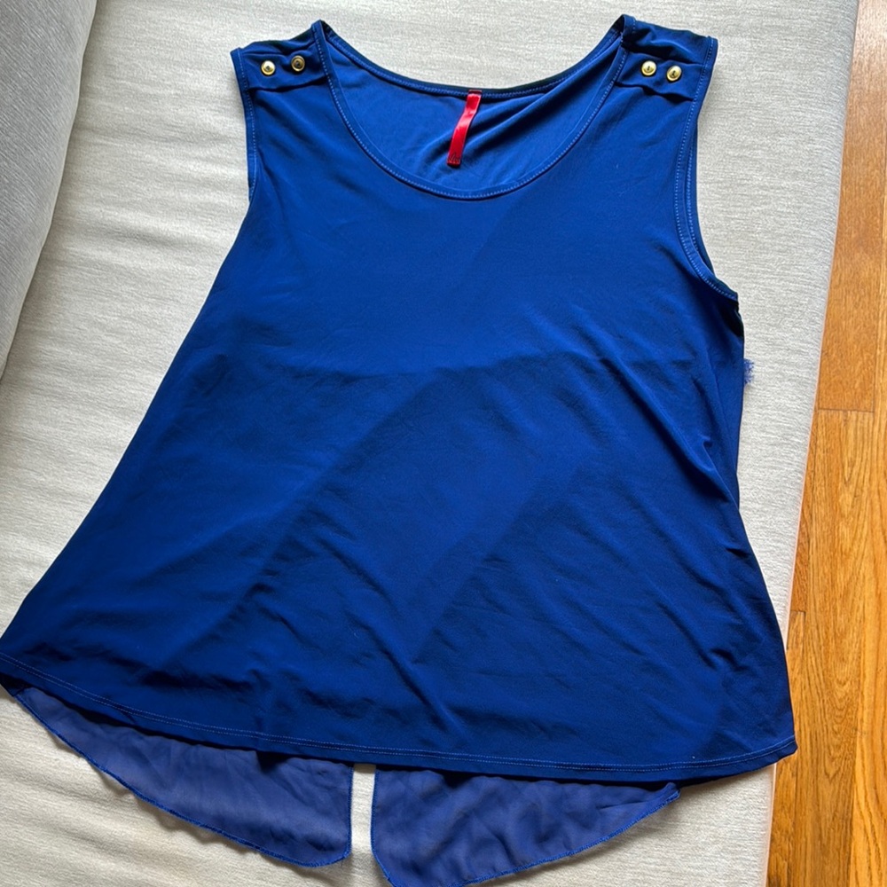 Blue Asymmetrical Cut Out Top